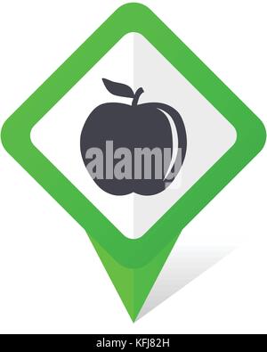 Apple green square pointer web and mobile phone vector icon in eps 10 on white background with shadow Stock Vector
