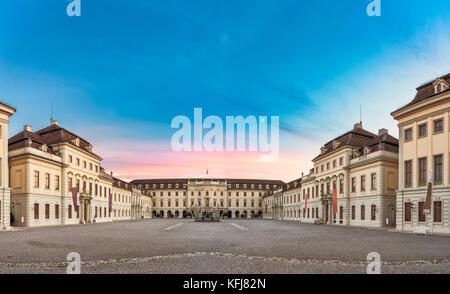 LUDWIGSBURG, GERMANY - OCTOBER 25, 2017: During sundown the inner yard of the castle glooms in the residual sun light Stock Photo