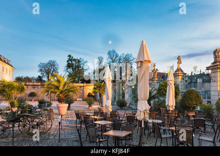 LUDWIGSBURG, GERMANY - OCTOBER 25, 2017: The castle cafe invites for a rest to enjoy the scenic light of the blue hour Stock Photo