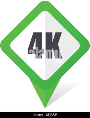 4k green square pointer web and mobile phone vector icon in eps 10 on white background with shadow Stock Vector
