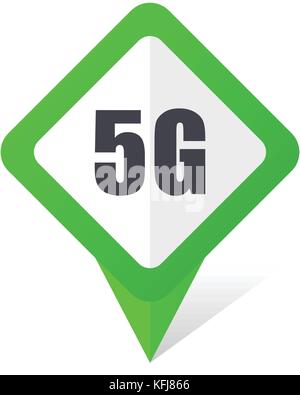 5g green square pointer web and mobile phone vector icon in eps 10 on white background with shadow Stock Vector
