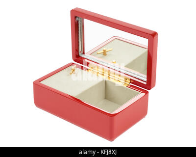 Japanese open lacquered red music box for jewelry isolated on white background Stock Photo