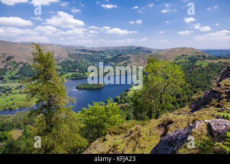 Grasmere and Rydal Water from Silver How Lake District national park Cumbria Stock Photo
