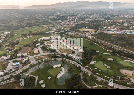 Ventanas golf course outside San Miguel de Allende, Mexico at dawn with the Bajio Mountains behind. Stock Photo