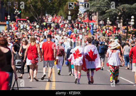 People celebrating Canada Day on July 1. Victoria BC, Canada Stock ...