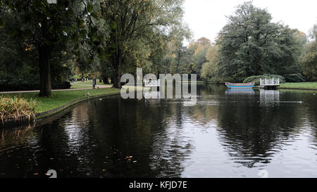 Cable ferry and autumn colours in Frederiksberg Gardens, Denmark Stock Photo