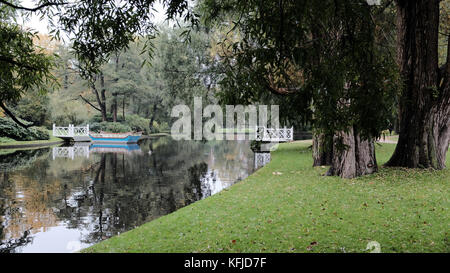 Cable ferry and autumn colours in Frederiksberg Gardens, Denmark Stock Photo