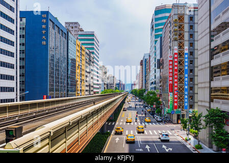 TAIPEI, TAIWAN - JUNE 09: This is the downtown area of Nanjing fuxing where many office buildings and hotels are situated on June 09, 2017 in Taipei Stock Photo