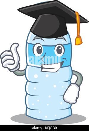 Graduation bottle character cartoon style Stock Vector