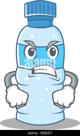 Angry bottle character cartoon style Stock Vector