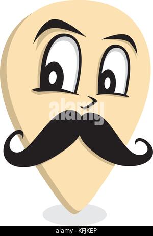 mustache gentleman map pin locator - location marker vector art Stock Vector