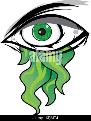 The All Seeing Eye - Green Firey Flame Illuminati Freemasonry Vector Art Stock Vector