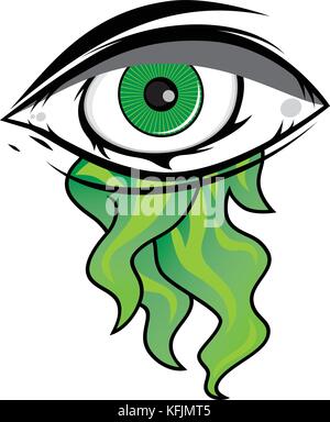 The All Seeing Eye - Green Firey Flame Illuminati Freemasonry Vector Art Stock Vector