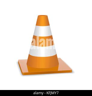 Glossy traffic cone icon isolated on white for design Stock Vector