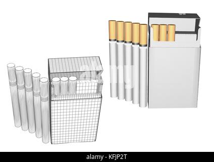 cigarettes in a pack isolated on white background Stock Vector