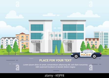 City police station with place for text - modern vector illustration Stock Vector