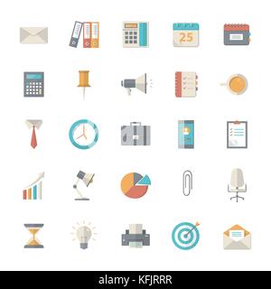 25 flat office and business icons. EPS10 Stock Vector