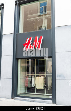 Brussels, Belgium - August 27, 2017: HM shop in the center of Brussels, Belgium Stock Photo