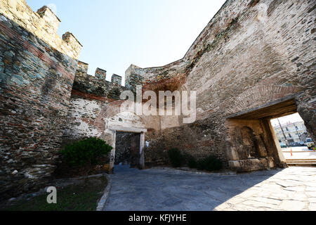 The old city walls of Thessaloniki in Greece. Stock Photo