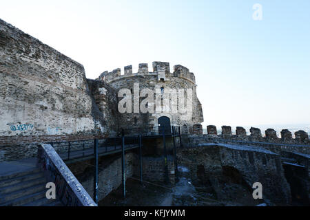 The old city walls of Thessaloniki in Greece. Stock Photo