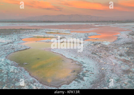 Bay Area Salt Ponds Sunset. Stock Photo