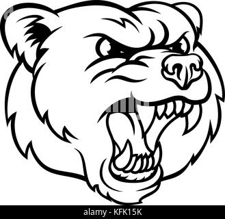 Angry  Grizzly Bear Sports Mascot Face Stock Vector