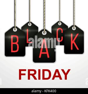 Black friday sale Vector illustration Black glossy labels with the inscription Black friday on a white background Paper art style Stock Vector
