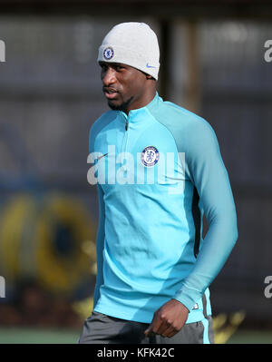 Chelsea's Antonio Rudiger during the training session at CFC Training Ground, Cobham. Stock Photo