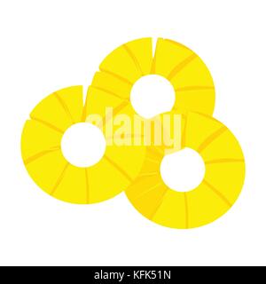 Vector illustration three round pineapple slices icon isolated on white background. Summer tropical fruit Stock Vector
