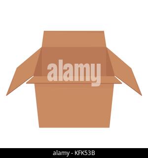 Vector illustration isometric perspective 3d brown, opened cardboard box isolated on white background Stock Vector
