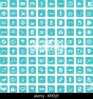 100 set grunge blue Stock Vector