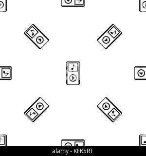 Mini MP3 portable player pattern seamless black Stock Vector