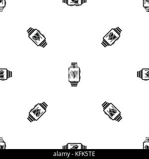 Smartwatch with sport app pattern seamless black Stock Vector
