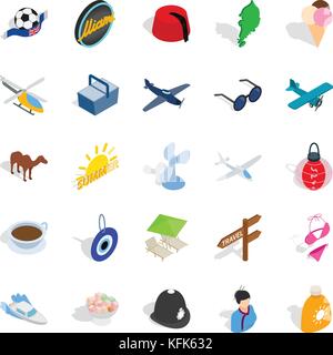 Touring icons set, isometric style Stock Vector