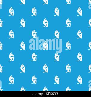Macaque on a tree pattern seamless blue Stock Vector