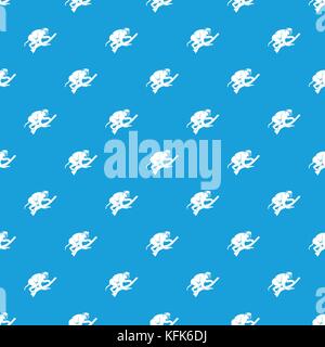 Monkey is climbing up on a tree pattern seamless blue Stock Vector