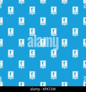 Zombie road sign pattern seamless blue Stock Vector