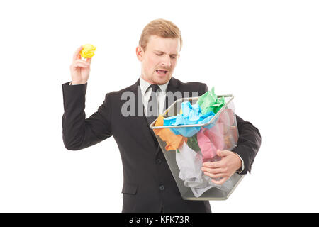 Searching document in paper basket Stock Photo