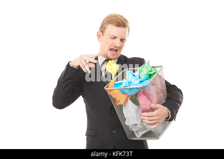 Searching document in paper basket Stock Photo