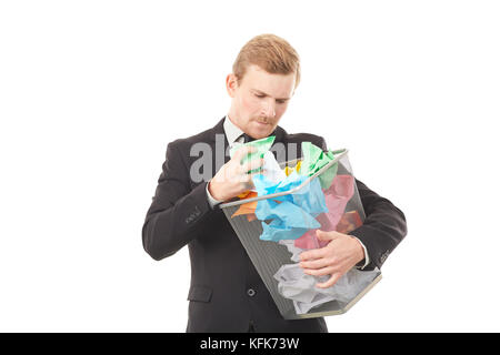 Searching document in paper basket Stock Photo