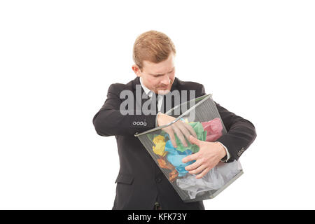 Searching document in paper basket Stock Photo