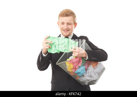 Searching document in paper basket Stock Photo