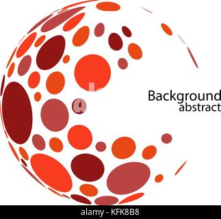 Halftone red circle. Color red dot on white background.  Stock Vector