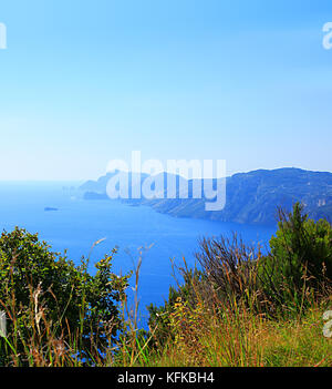 Amalfi Coast, Peninsula of Sorrento, Campania, Italy. View from Path of the Gods, Sentiero degli Dei. Stock Photo