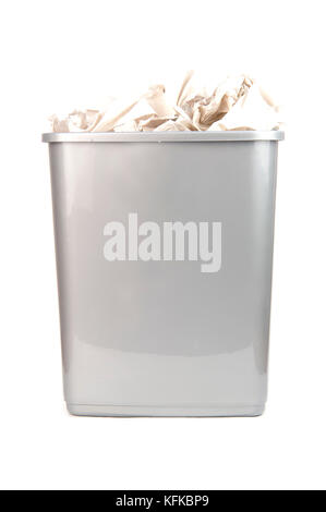 trash can full of paper Stock Photo