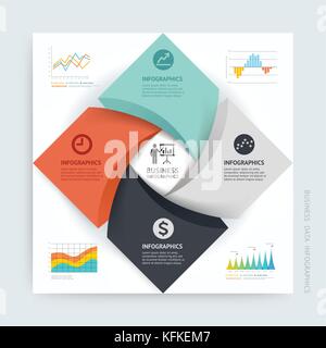 Business Infographics design template. Vector illustration. Can be used for workflow layout, diagram, number options, start-up options, web designs. Stock Vector