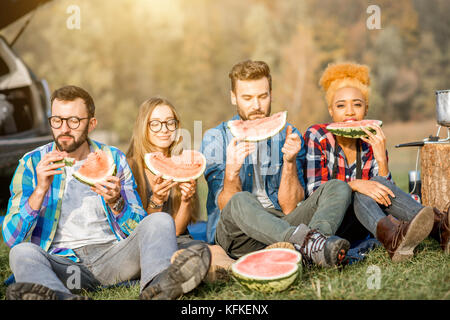 Friends during the outdoor recreation Stock Photo