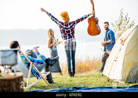 Friends during the outdoor recreation Stock Photo