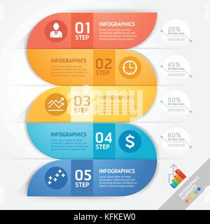Business Infographics design template. Vector illustration. Can be used for workflow layout, diagram, number options, start-up options, web designs. Stock Vector
