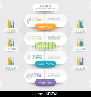Business hexagon infographics template. Can be used for workflow layout, diagram, number options, web design and timeline. Stock Vector